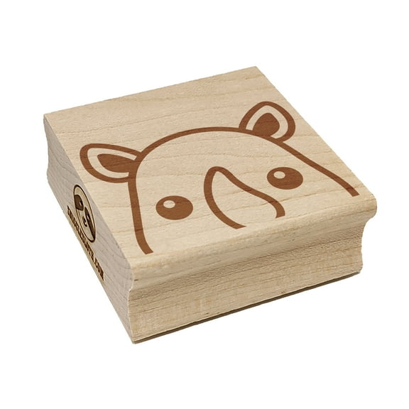 Peeking Rhino Square Rubber Stamp Stamping Scrapbooking Crafting - Small 1.25in