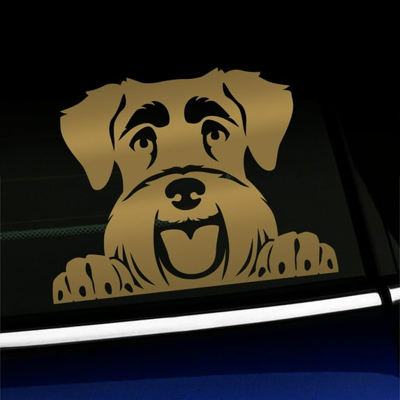 Peeking Schnauzer - Vinyl Decal - Choose Color - [GOLD]