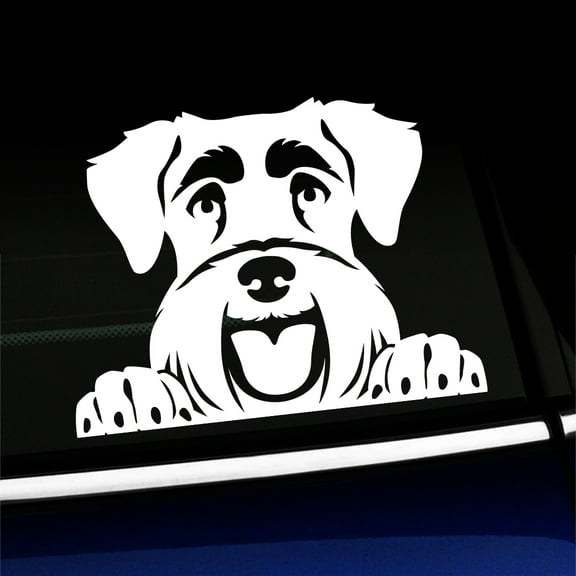 Peeking Schnauzer - Vinyl Decal - Choose Color - [WHITE]