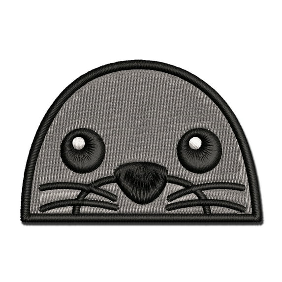 Peeking Seal Applique Multi-Color Embroidered Iron-On Patch - 2.5 Inch Small