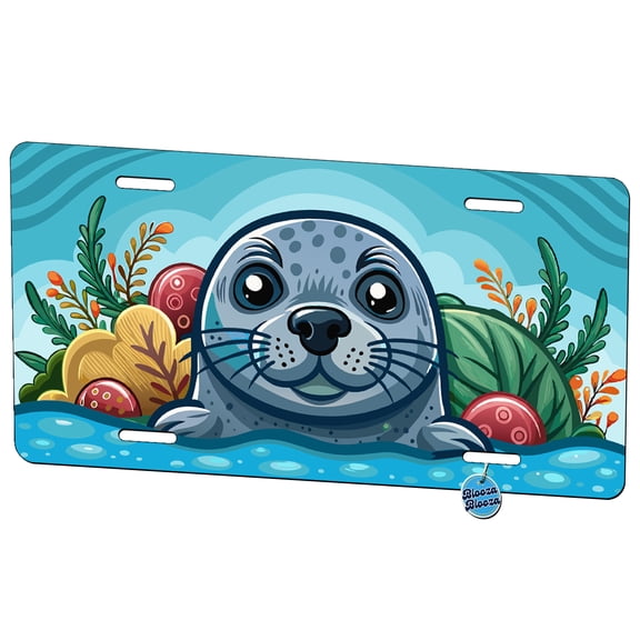 Peeking Seal Metal Novelty License Plate