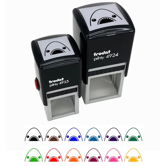 Peeking Shark Self-Inking Rubber Stamp Ink Stamper - Black Ink - Small 1 Inch