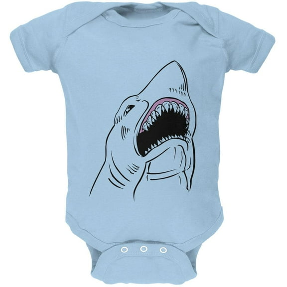 Peeking Shark Soft Baby One Piece Light Blue 12-18 M