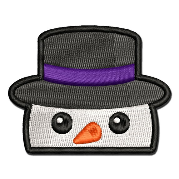 Peeking Snowman Winter Christmas Applique Multi-Color Embroidered Iron-On Patch - 3.5 Inch Large