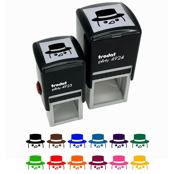 Peeking Snowman Winter Christmas Self-Inking Rubber Stamp Ink Stamper - Black Ink - Small 1 Inch