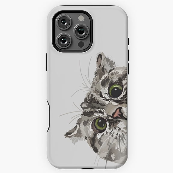 Peeking Tabby Cat Artwork iPhone Case 17 16 15 14 13 12 11 Pro Max