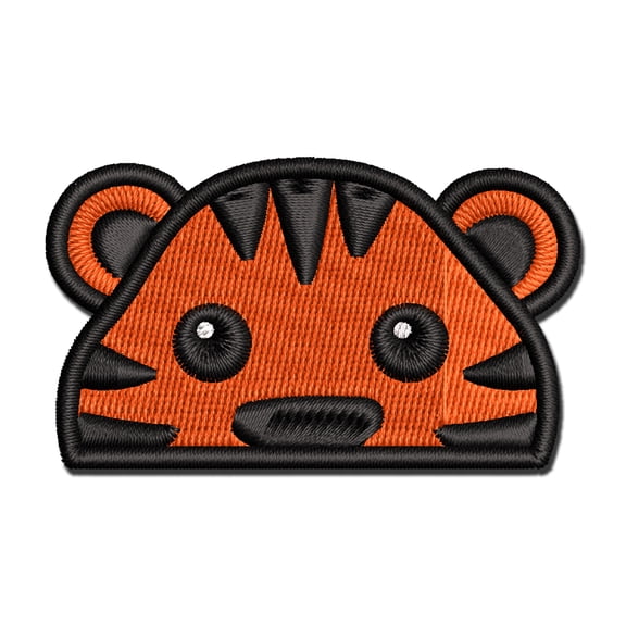Peeking Tiger Applique Multi-Color Embroidered Iron-On Patch - 2.0 Inch Mini