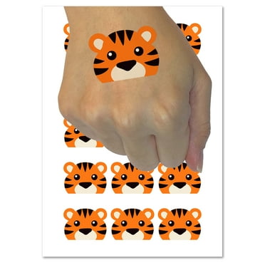 Peeking Tiger Water Resistant Temporary Tattoo Set Fake Body Art Collection - 54 1" Tattoos (1 Sheet)