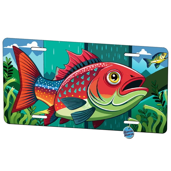 Peeking Trout Red Snapper Metal Novelty License Plate