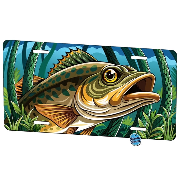 Peeking Walleye Fish Metal Novelty License Plate