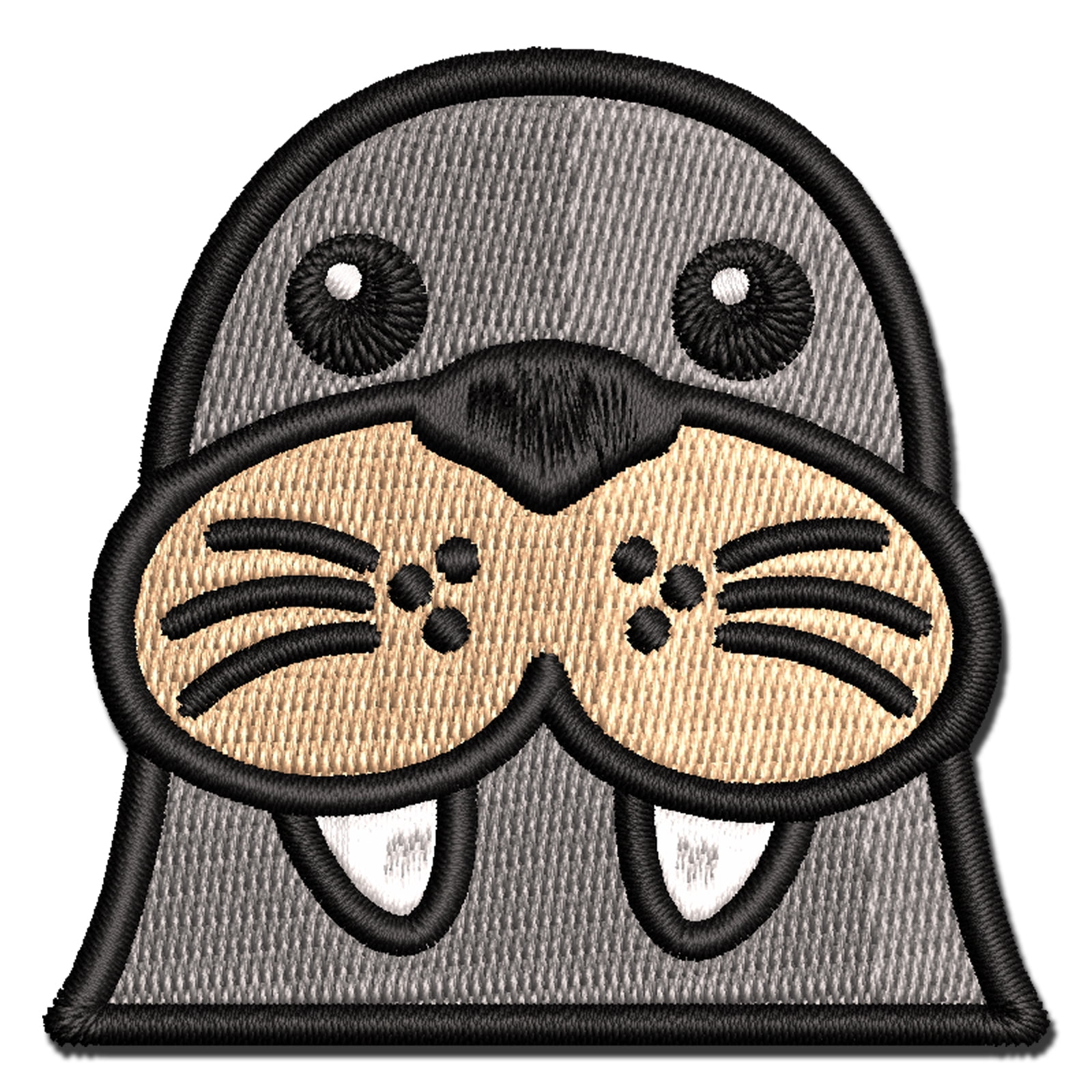 Peeking Walrus Applique Multi-Color Embroidered Iron-On Patch - 3.5 Inch Large