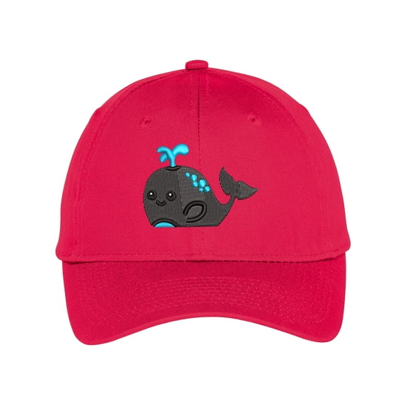 Peeking Whale Low Profile Cotton Adjustable Baseball Cap Dad Hat for Men Women Embroidered Design - Hot Pink