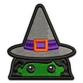 thumbnail image 1 of Peeking Witch Halloween Applique Multi-Color Embroidered Iron-On Patch - 2.5 Inch Small, 1 of 5