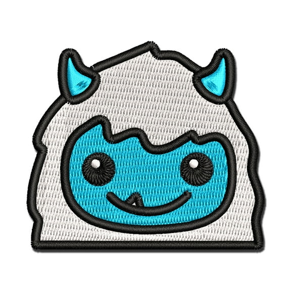 Peeking Yeti Abominable Snowman Applique Multi-Color Embroidered Hook & Loop Patch - 2.0 Inch Mini