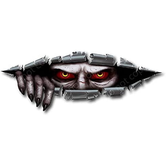 Peeking man with hand coming out of scratch vinyl decal sticker peel and stick - for car truck window wall door or any clean smooth surface - safe for vehicle paint - Extra decals with every order