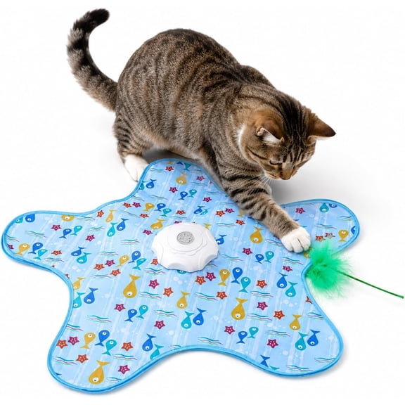 Peeky Tail 2.0, Rechargeable Automatic Cat Interactive Device | Touch-Activated, 3 Play Modes, Bird Chirping Sound, Concealed Feather, for Cats & Kittens