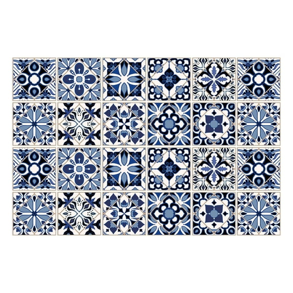 Peel And Stick Backsplash, 3.9 Inch 24-Count Mosaic Square Stickers, Waterproof PVC Decals, Home Kitchen Backsplash Remodel Project, Qtmrj