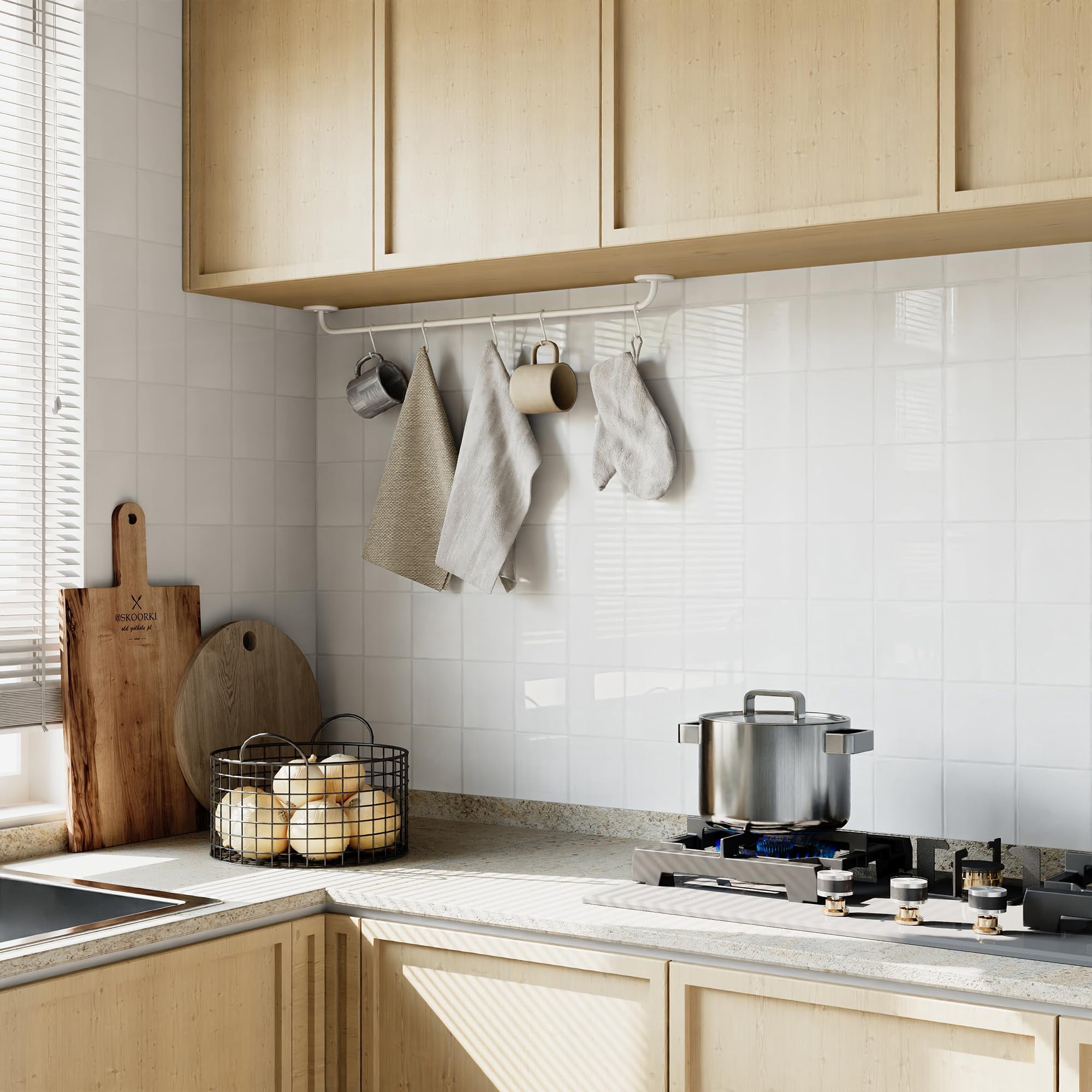 Peel And Stick Backsplash For Kitchen: Self Adhesive Wall Tiles Bathroom - Vinyl Thick Splash Tile (10  Square White)
