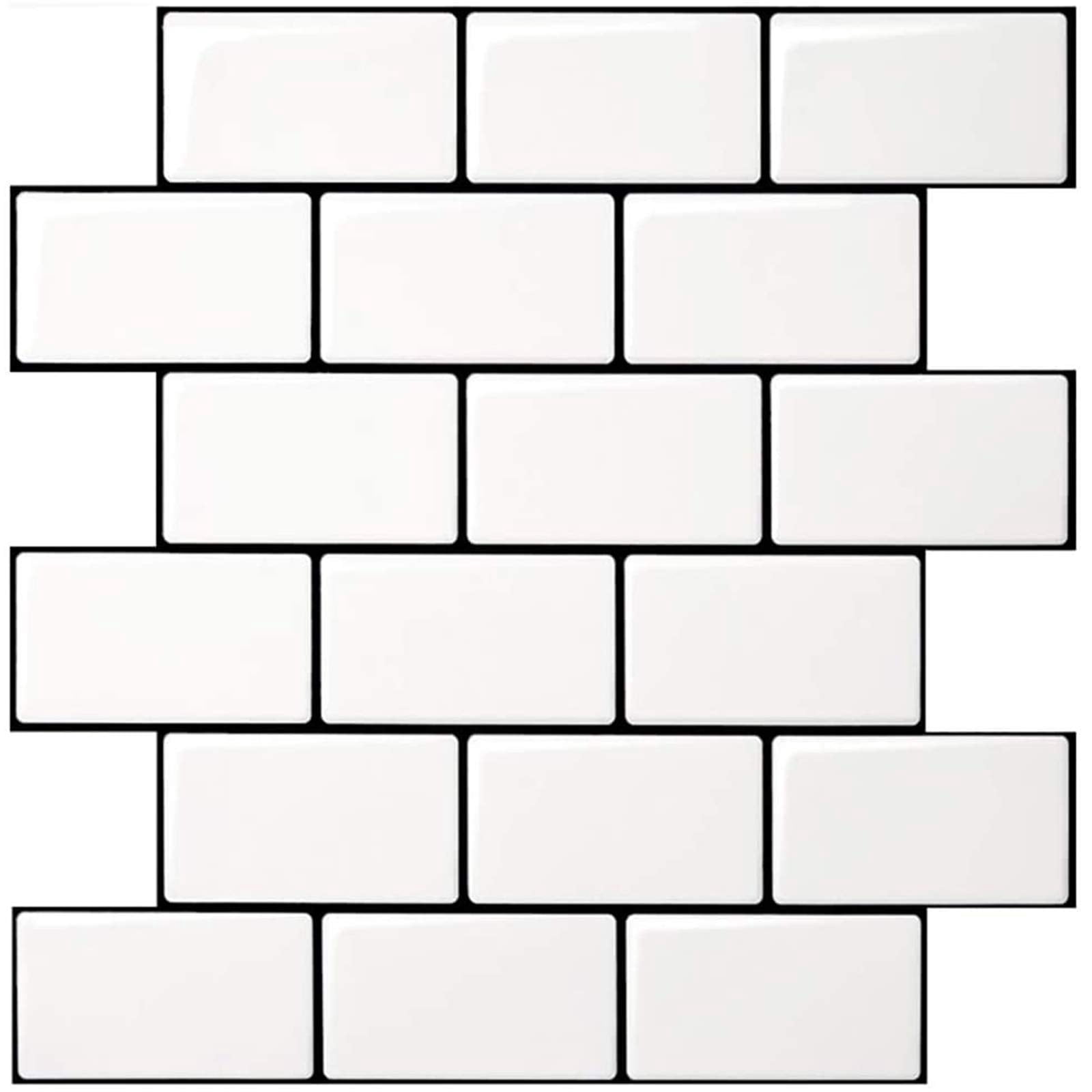 Peel And Stick Backsplash For Kitchen White Subway (10 Tiles  Thicker Design)