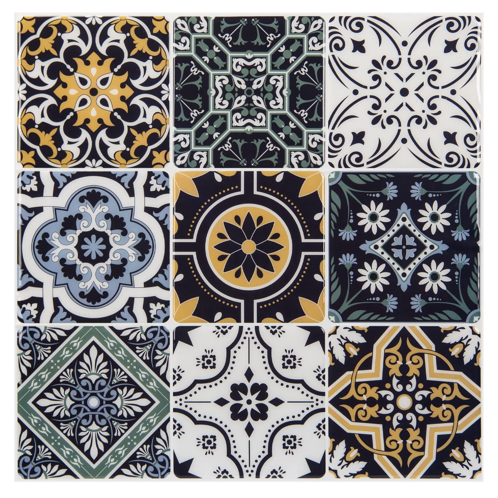 Peel And Stick Backsplash Tile Stickers  Blue Moroccan Style For Kitchen On Wall Tiles (10 Sheets)