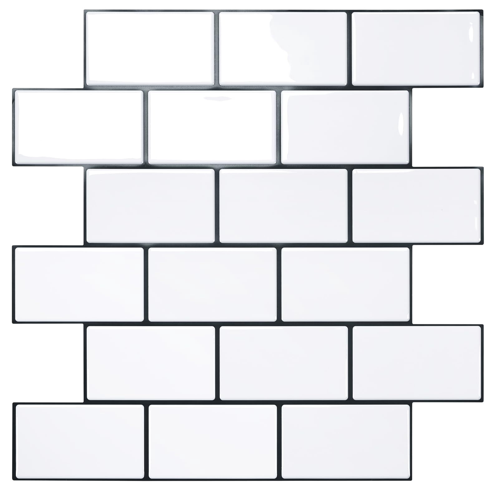 Peel And Stick Backsplash  White Subway Tile On For Kitchen (pack Of 1 Thicker Design)