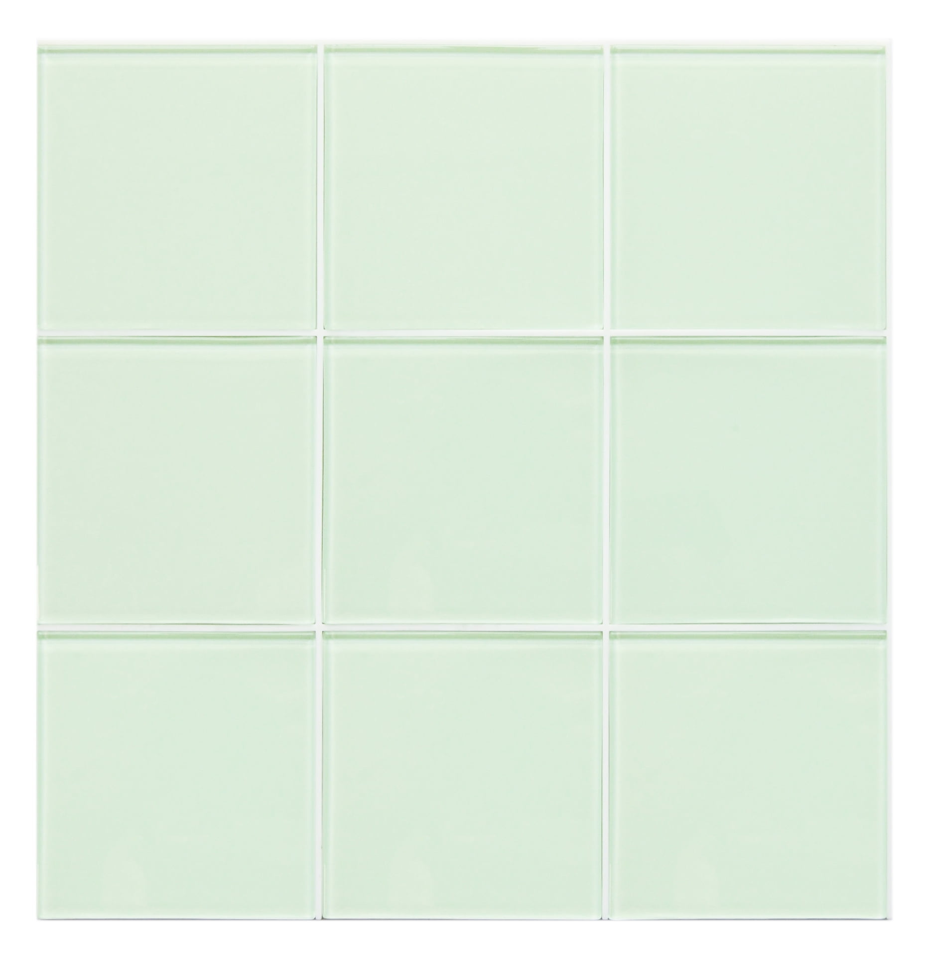 Peel And Stick Glass Tile, 12'' X 12'' Square Mosaic Glass Backsplash Stick On Wall Tiles for Kitchen Bathroom (5 Sheets, Green)