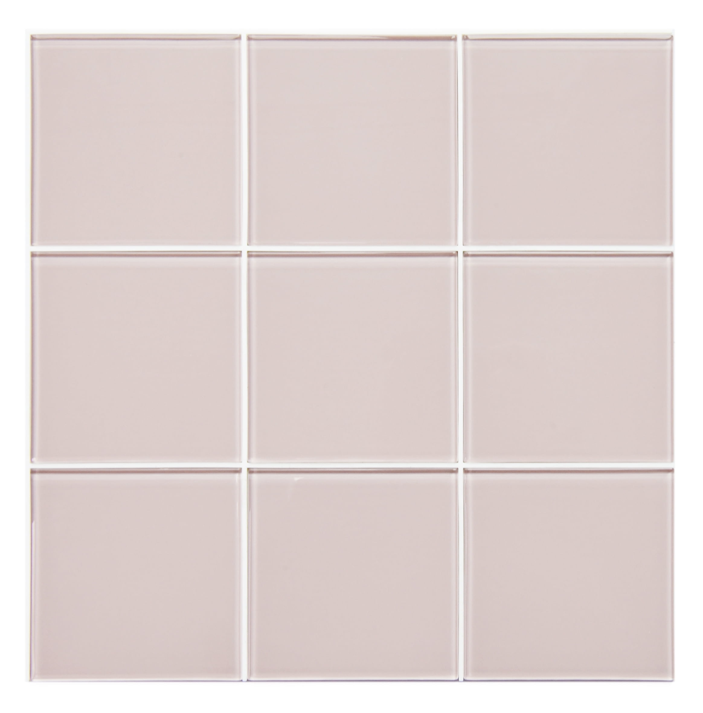 Pink Peel and Stick Glass Tile, 12'' x 12'' Square Mosaic Glass Backsplash Stick On Wall Tiles for Kitchen Bathroom (5 Sheets)
