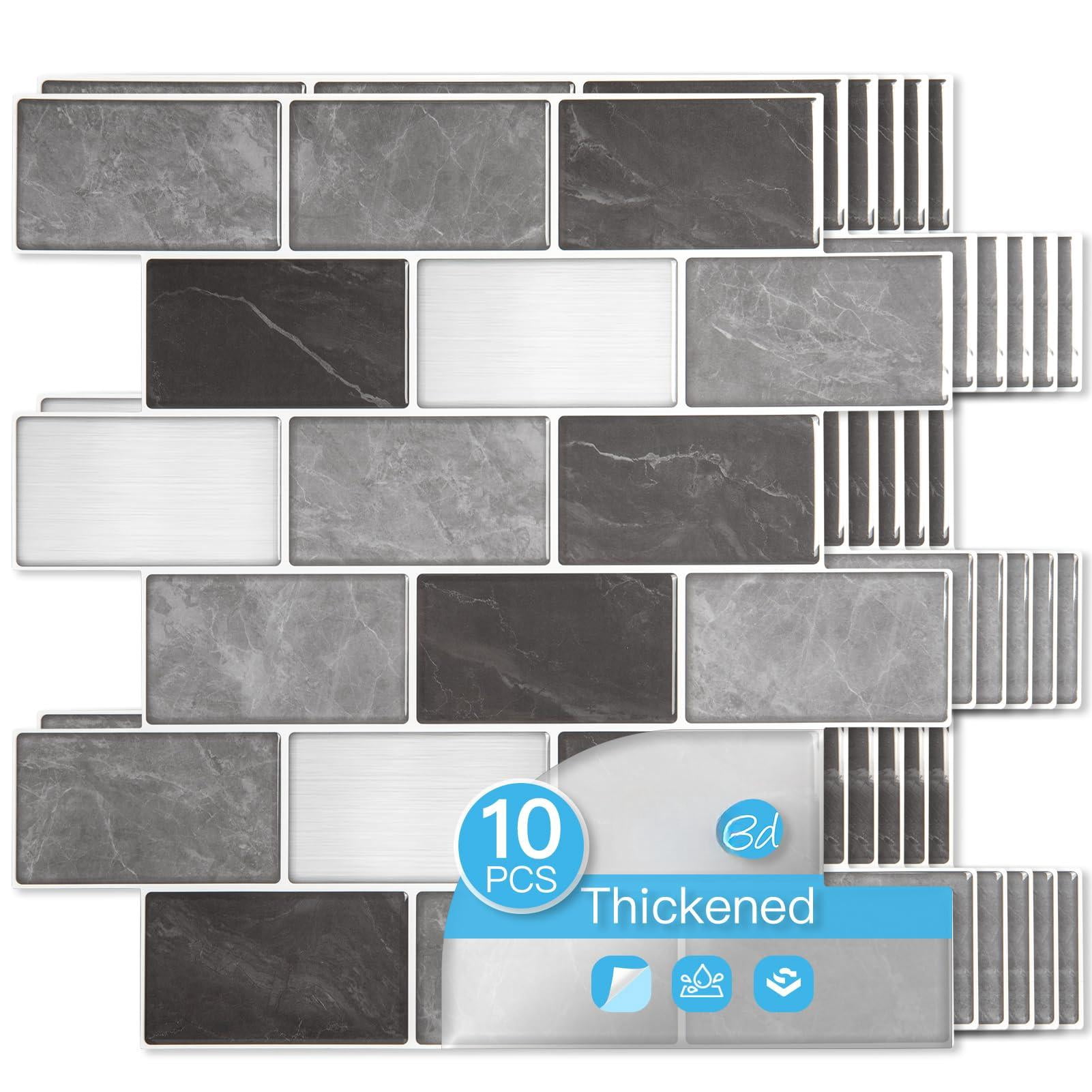 Peel And Stick Granite Wall Tiles - 12"x12" Thicker Design Backsplash  Self-adhesive Tile For Kitchen & Bathroom Decor