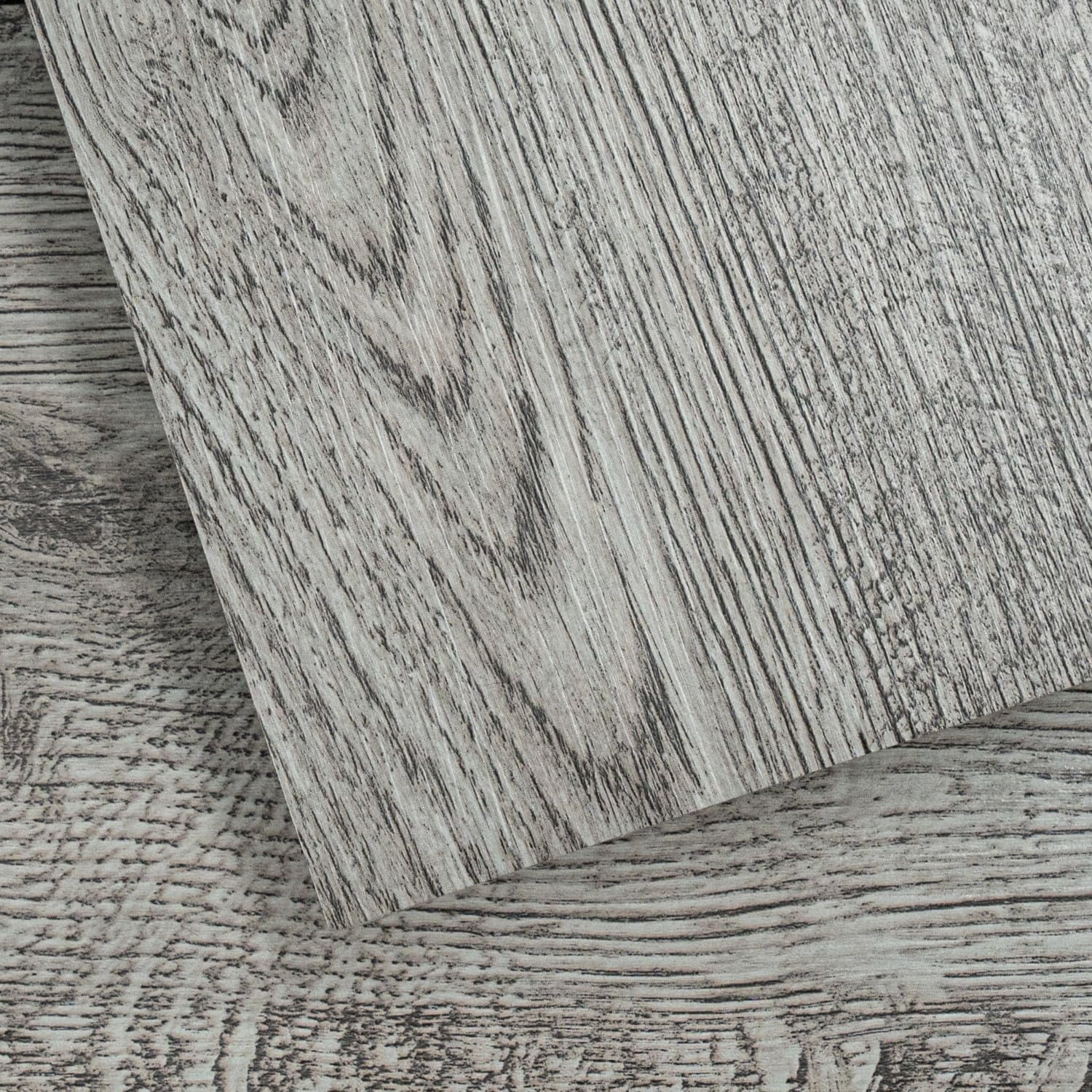 Peel And Stick Vinyl Flooring 36 Pack 54 Sq.ft  Waterproof For Office Living Room Bathroom Kitchen - Design Easy To Install Floor Light Gray