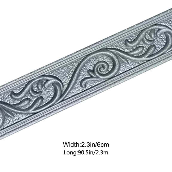Peel And Stick Wall Border Trim, 2.36 x 90.55 in 3D Baseboard Line for Tile Edge Countertop and Home Decor, Gray