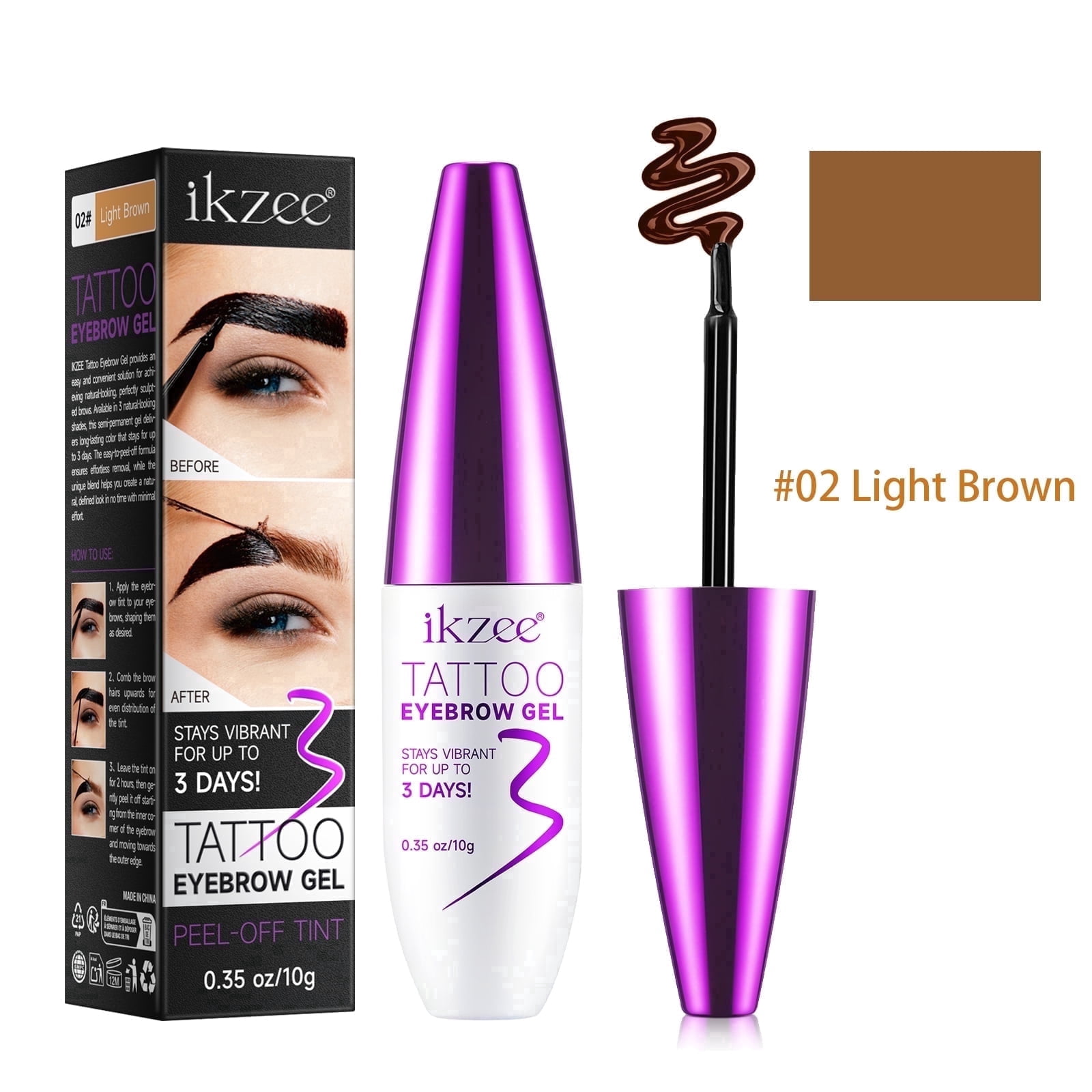 Peel-Off Eyebrow Gel, Light Brown Tattoo Brow Tint, Quickly Change Your ...
