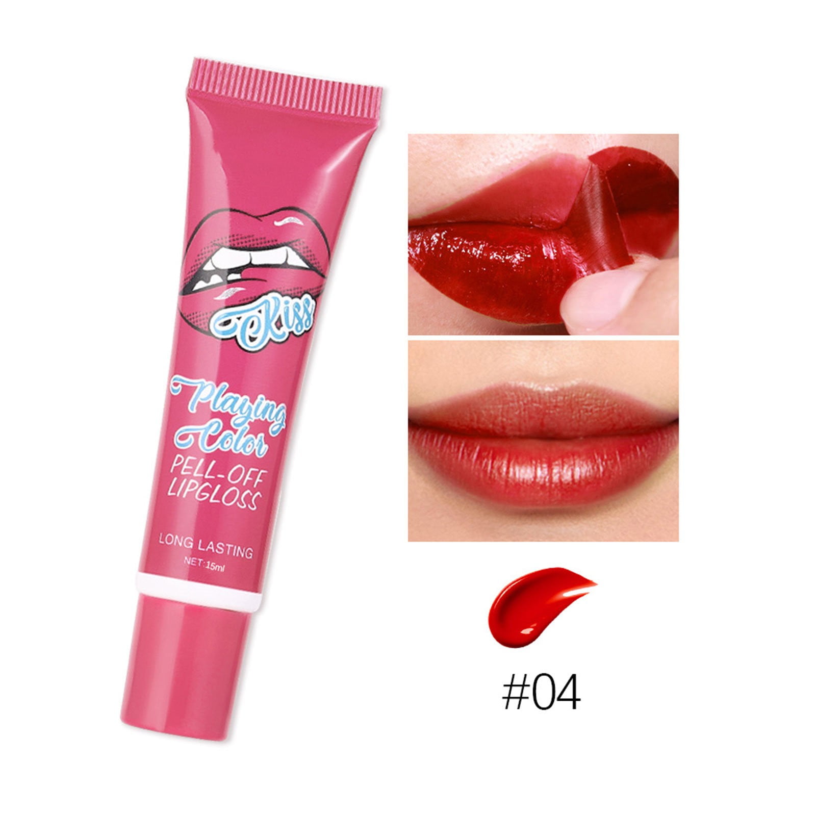 Peel Off Lip Tint, Liquid Lipstick Stain, Long Lasting NonStick Cup Lip Gloss, Easy Peel Off