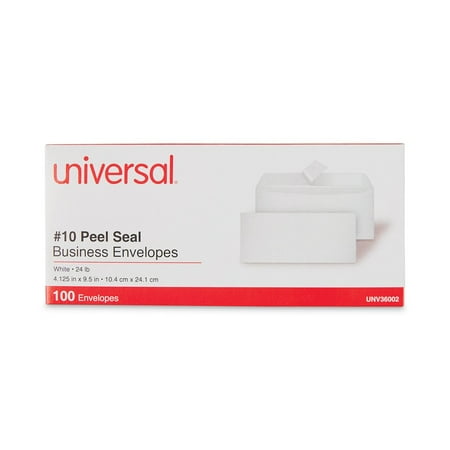 Universal UNV36002 Peel Seal 4.13 in. x 9.5 in. #10 Square Flap Business Envelopes - White (100/Box)