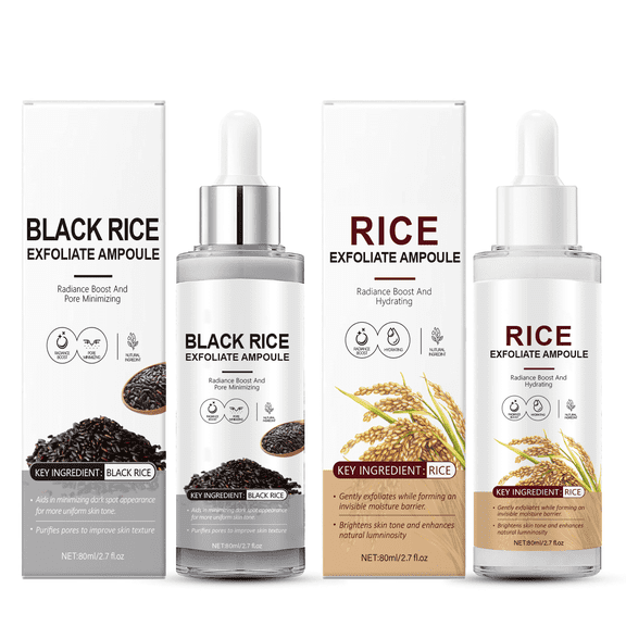 Peel Shot Glow Rice Ampoule Duo Serum | White & Black Rice Peeling Face and Body Scrub with Hyaluronic Acid & Rice Extract | Blackhead Remover, Pore Refining, Dead Skin Cells Remover