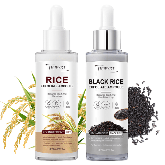 Jtopyrt Rice Exfoliating Ampoule Set Gentle Peel and Pore Refining,Blackhead Remover, Exfoliating Dead Skin Cell for All Skin Type