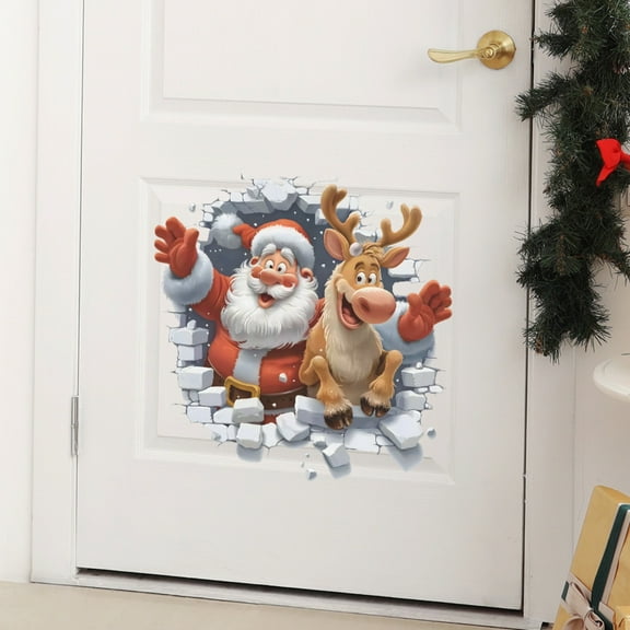Peel and Stick 3D Christmas Wall Decals Removable Cute Wall Stickers Winter Xmas Decor for Refrigerator Bedroom Living Room Home Safe Easy Apply No Residue