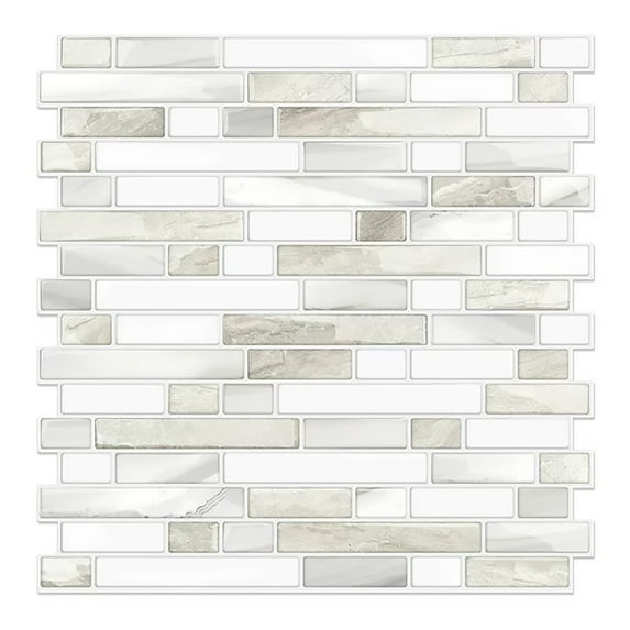 Peel and Stick Backsplash 10 Sheet 12"x12" Self Adhesive Subway Tile Sticker Marble Look Back Splash Stick on Tile for Kitchen Wall Bathroom Laundry Room Cabinet Shower