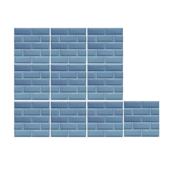 Peel and Stick Backsplash 10 Sheet 6"x6" Blue Subway Backsplash Tile for Kitchen Wall Waterproof PVC Peel and Stick Wall Tiles for Kitchen Wall for Bathroom Kitchen Camper Shower Furniture