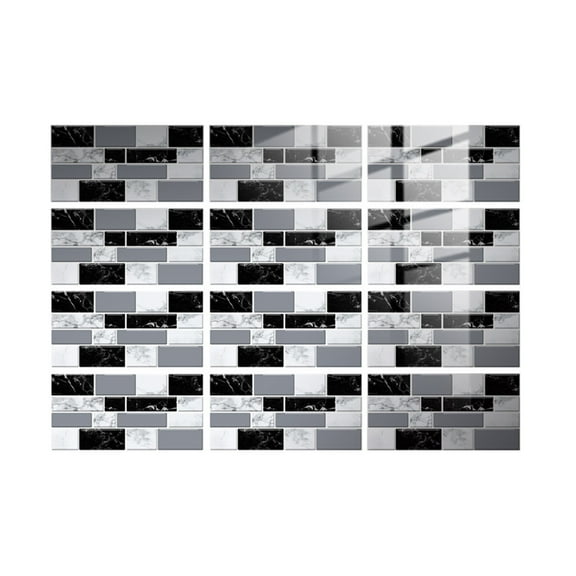 Peel and Stick Backsplash 12-Sheet 4"x8" Subway Stick on Tiles Backsplash for Kitchen Self Adhesive Marble Peel and Stick Tile for Bathroom Kitchen Cabinet Shower