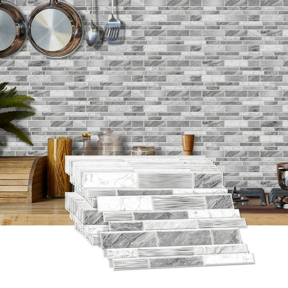 Peel and Stick Backsplash 3D Wall Tiles,Self-Adhesive,Oil Proof,Waterproof, Removable Wall Panels for Kitchen & Bathroom,Modern Design, Easy Install (9.68x4.72 inch,48 Pack)
