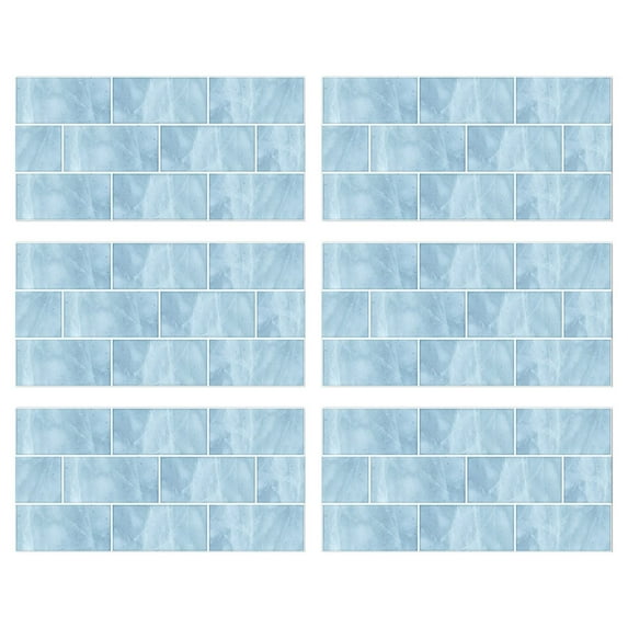 Peel And Stick Backsplash, Light Blue Pvc Wall Tile Stickers, 6Pcs Peel And Stick Wallpaper Backsplash Imitation Wall Tile Stickers Household Pvc Tile Stickers Adhesive Living Room Dining Ro