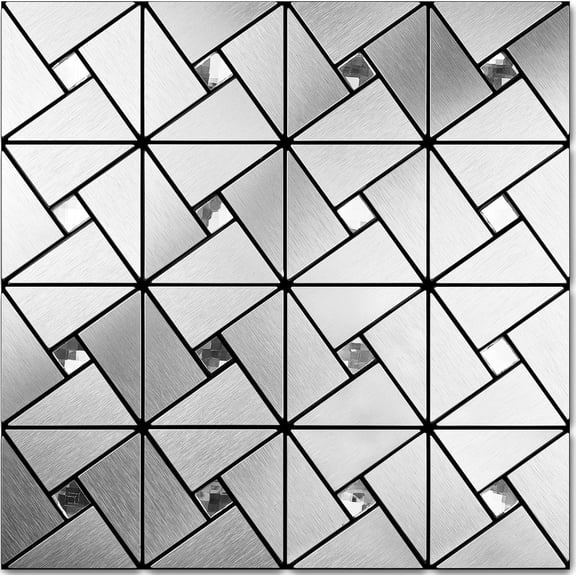Peel and Stick Backsplash  - Metal  Stick  Backsplash for Kitchen and Bathroom  Windmill Puzzle Glass Mixed Metal Self Adhesive Mosaic s(12"x12"x10 Sheets)