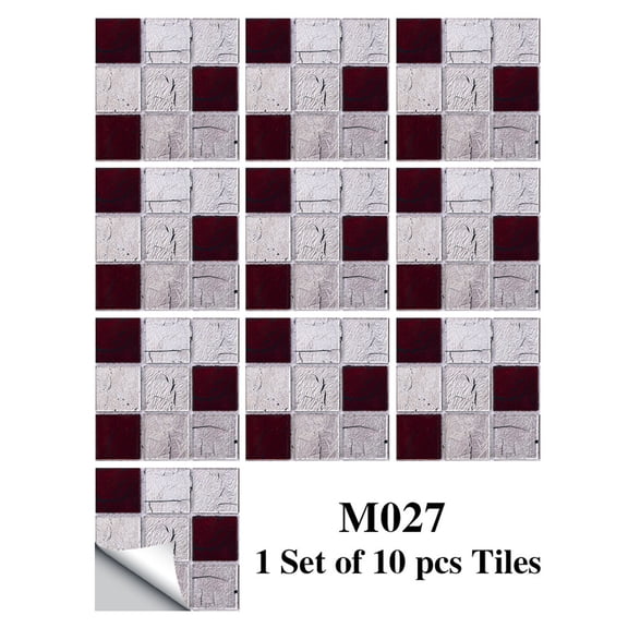 Peel and Stick Backsplash, Peel and Stick Wall Tiles, Back Splash Stick On Tiles for Kitchen, Peel and Stick Tile Backsplash Self-Adhesive Peel and Stick Wall Decals for Kitchen Bathroom Decor 10Pcs