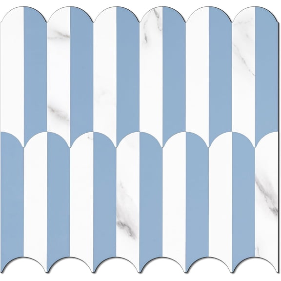 Peel and Stick Backsplash Seamless Tile,10-Sheets Stick on Backsplash for Kitchen and Bathroom,Light Blue and Statury White PVC Self Adhesive Mosaic Tiles