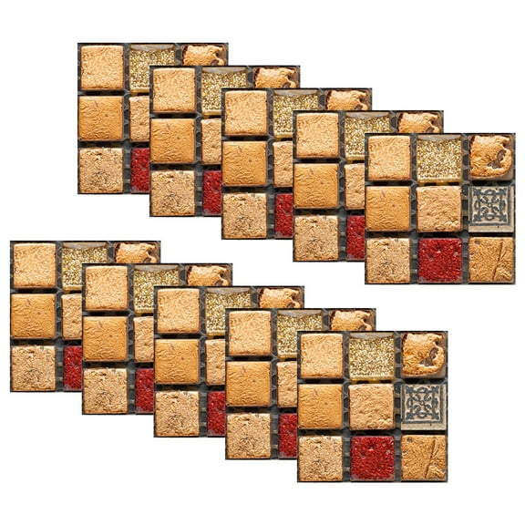 Peel and Stick Backsplash Seamless Tile for Kitchen and Bathroom,White and Beige Slate PVC Mixed Light Gold Self Adhesive Fish Scale Metal Mosaic Tiles (10 Sheets)