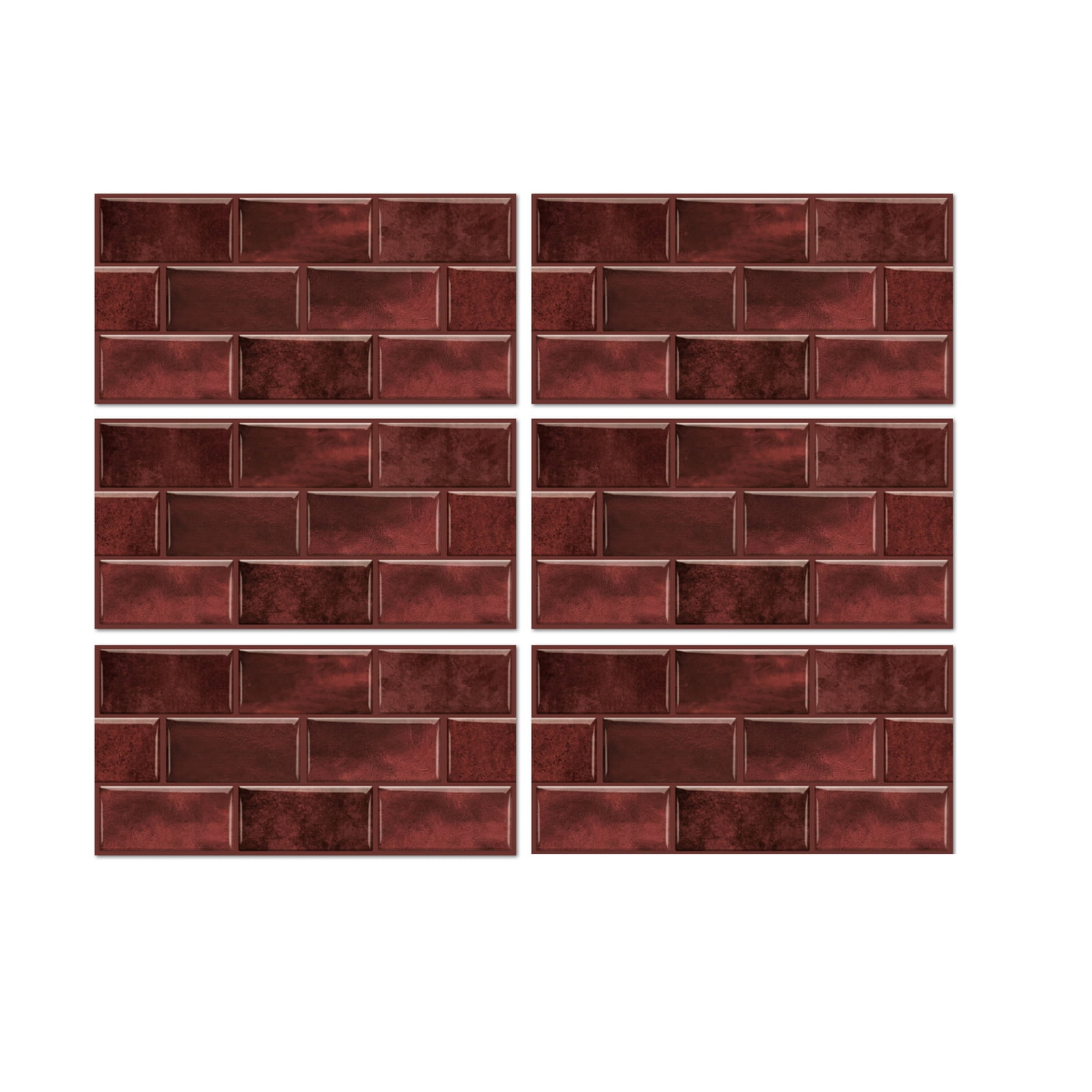 Peel and Stick Backsplash Tile, 6-Pack Waterproof PVC Faux Brick Wall ...