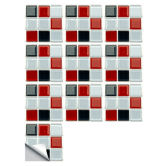 Verdsylv Glitter Mosaic Tile Sticker Set - 10-Pack Self-Adhesive Sparkling Backsplash Sheets - Waterproof & Peel & Stick for Kitchen & Bathroom - Creates Eye-Catching, Luxurious Accent Wall