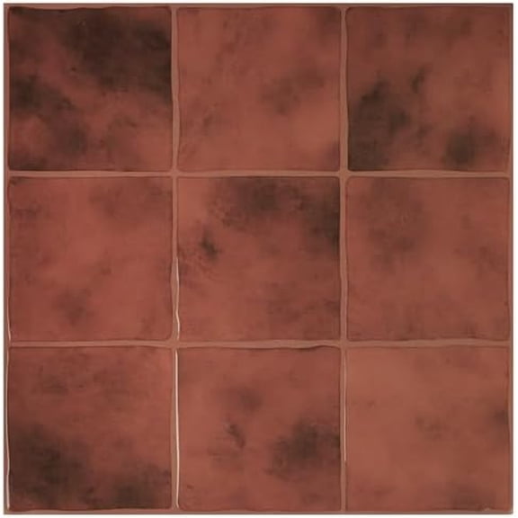 Peel and Stick Backsplash Tiles, 10 Sheets Red Orange Safi Faux Spanish Handmade Glossy Square Tile for Kitchen RV Accent Wall Tile (12" 12")$$Tools & Hardware Other