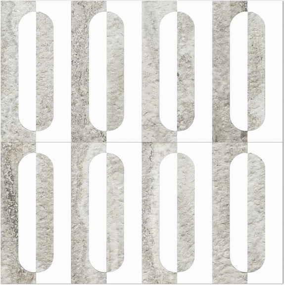 Peel and Stick Backsplash Tiles 12"x12",  Stick  Kitchen & Bathroom Backsplash, PVC Self Adhesive Wall Tiles for Fireplace, White/Beige Slate (10 Sheets)