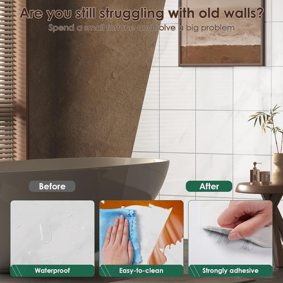 Peel and Stick Backsplash Tiles 20 Sheets 12''x12'' PVC Self Adhesive Wall Tiles Back Splash Wall Panels Stick on Backsplash for Kitchen Bathroom Laundry Room, White$$Tools & Hardware Other